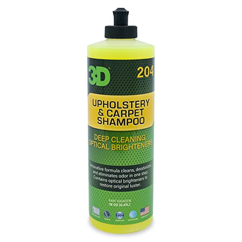 3D Upholstery & Carpet Shampoo - High Foam Stain Remover & Odor Eliminator, 16oz