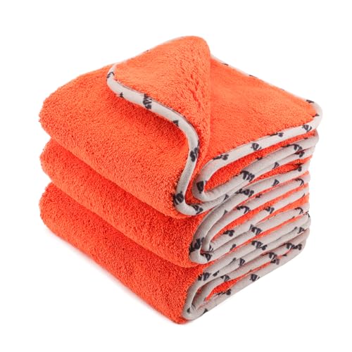 SPTA Car Microfiber Towels, 3Pcs Microfiber Car Cleaning Cloths, Upgraded 1200gsm Ultra-Thick Cars Drying Towel Microfiber for Car and Home Polishing Washing and Detailing 16'' x 16''(3 Pack)