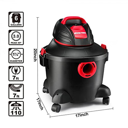 Shop-Vac 6 Gallon 3.0 Peak HP Wet Dry Vacuum, Heavy-Duty Shop Vacuum with Attachments, 5920611