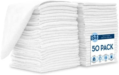 S&T INC. 100 Pack Microfiber Cleaning Cloth, Bulk Microfiber Towel for Home, Reusable Microfiber Towels for Cars, Light Blue, 11.5 in. x 11.5 in., 100 Count