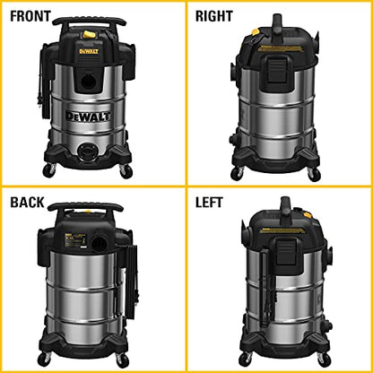 DEWALT DXV08S 8 Gallon Wet/Dry Vacuum, 4 Peak HP Shop Vacuum, Stainless Steel Tank